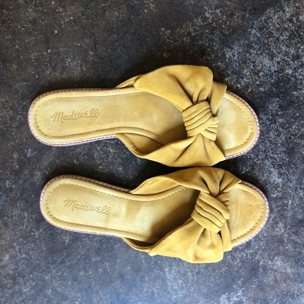 Yellow suede slides (Madewell)